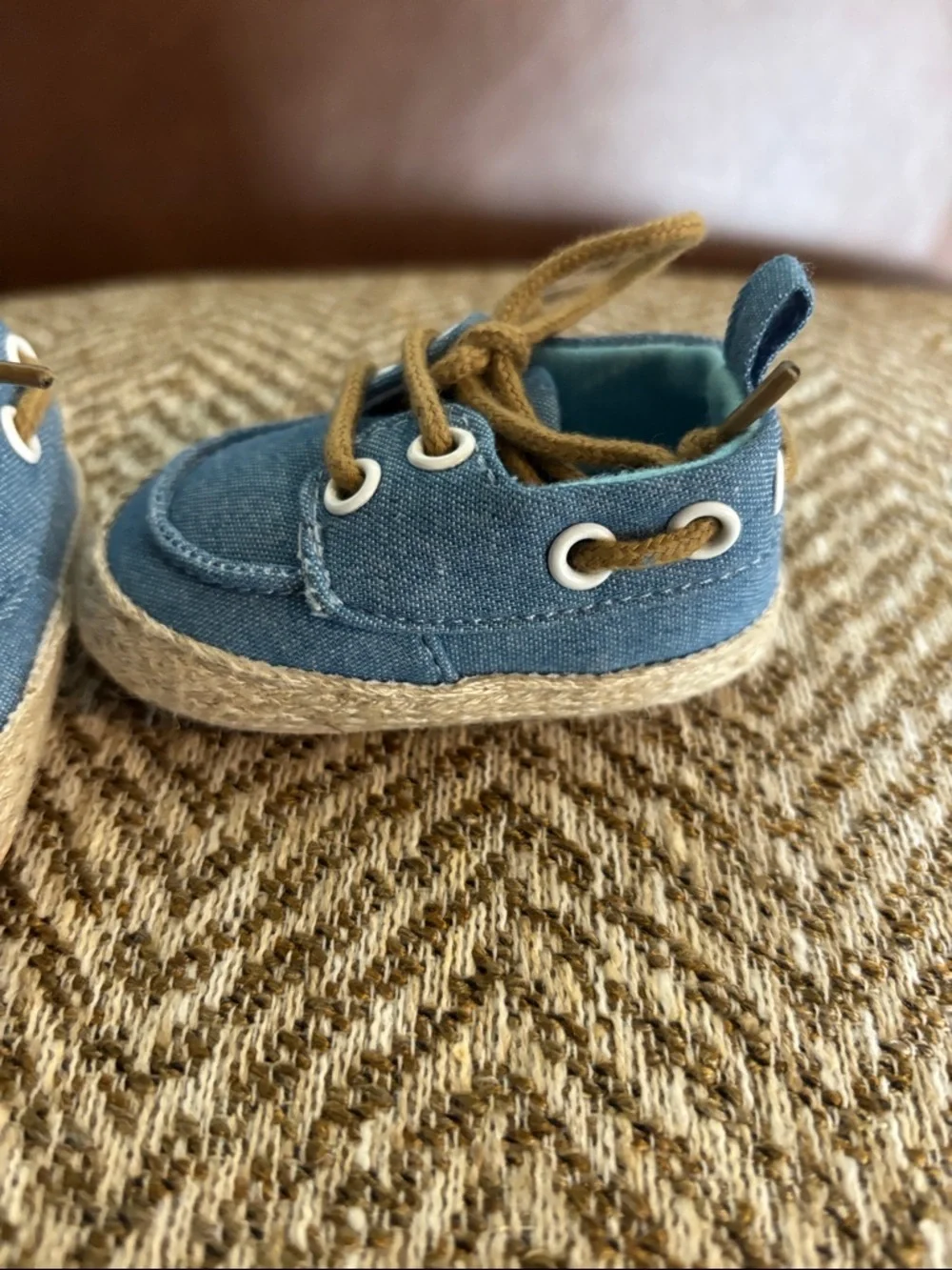 Newborn BABY Boy Blue Canvas Boat Shoes Soft Sole NWOT! Never worn! NB Size